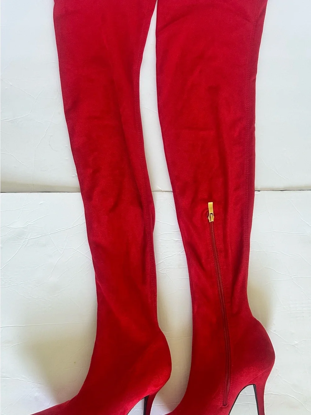 Azalea Wang Taytay Red Thigh High Stretch Stiletto Boot Pants Size 9